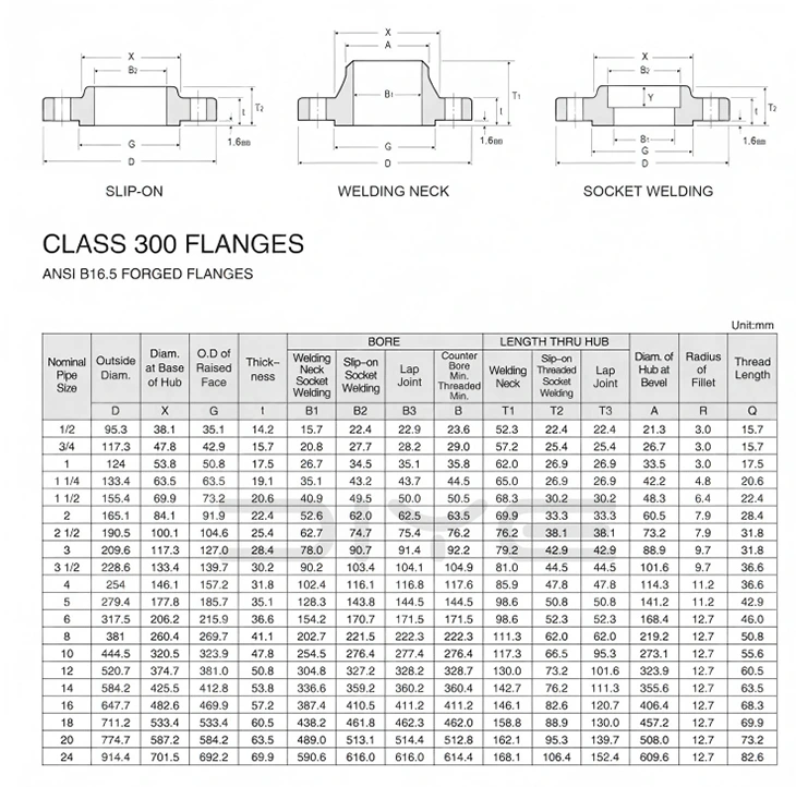 ANSI B16.5 Weld Neck Flange